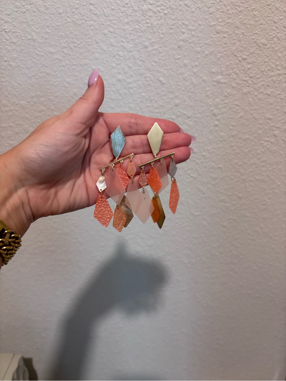 Kendra Scott Coral and Peach Multi-Drop Earrings